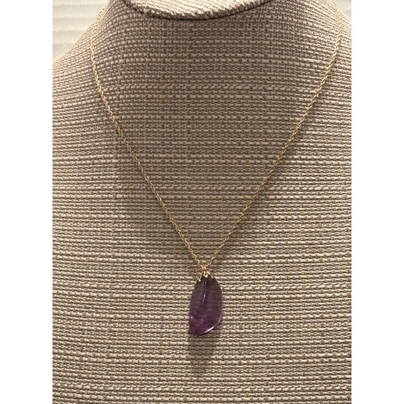 Jewelry - Amethyst Purple Stone Pendant Necklace 18 Inch 1/20 12K gold filled rope chain